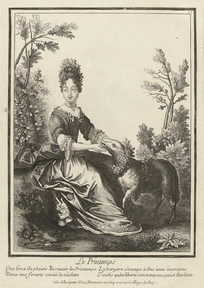 Wiosna Le Printemps (tytuł na obiekcie) Personifikacje czterech pór roku (tytuł serii) autorstwa Henri Bonnart (possibly)