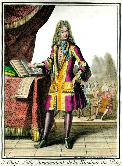 Portret u stóp Jean Baptiste Lully (Giovanni Battista Lulli) (1632-1687) Nadinspektor Grawerowania Muzyki Króla Henri Bonnarta (1642-1711) autorstwa Henri Bonnart