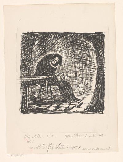 Biedna stara kobieta (oryginalny tytuł na obiekcie) autorstwa Henri Braakensiek (signed by artist)