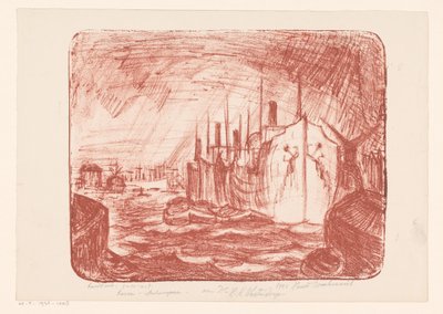 Port w Antwerpii (oryginalny tytuł na obiekcie) autorstwa Henri Braakensiek (signed by artist)