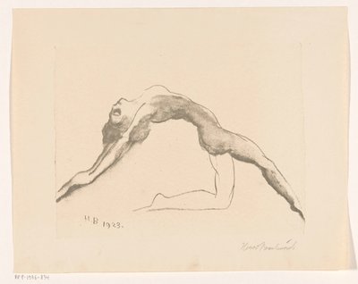 Naga kobieta skacząca do tyłu autorstwa Henri Braakensiek (signed by artist)