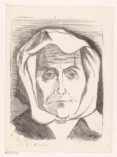 Portret nieznanej kobiety Szalony (oryginalny tytuł serii na obiekcie) autorstwa Henri Braakensiek (signed by artist)