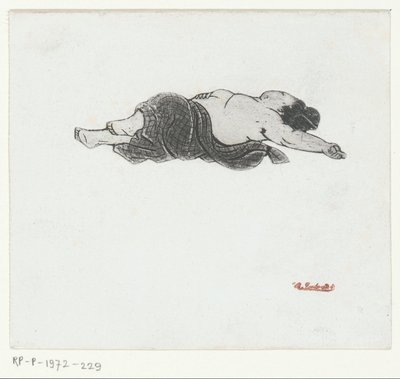 Leżąca Japonka z nagim torsem autorstwa Henri Charles Guérard (attributed to)