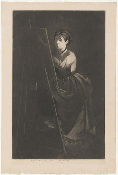 Portret Evy Gonzalès przed sztalugą autorstwa Henri Charles Guérard (signed by artist)