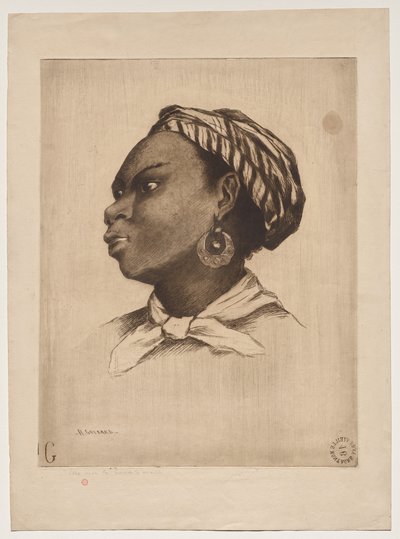Afrykańska kobieta według Evy Gonzalès autorstwa Henri Charles Guérard