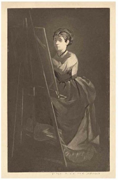 Przy sztalugach – portret artystki Jeanne Gonzalès autorstwa Henri Charles Guérard