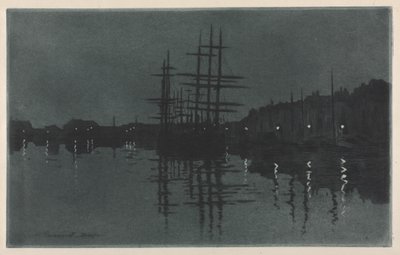 Wpływ Księżyca w Dieppe, c. 1885. autorstwa Henri Charles Guérard