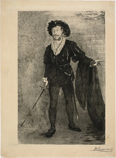 Faure w roli Hamleta autorstwa Henri Charles Guérard