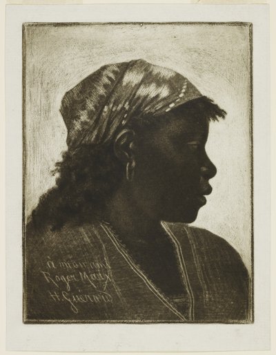 Głowa Murzynki, c.1888 (mezzotinta) autorstwa Henri Charles Guérard