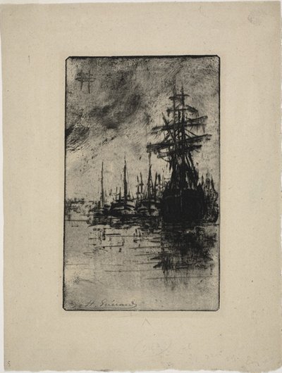 Żaglówki na wodzie autorstwa Henri Charles Guérard