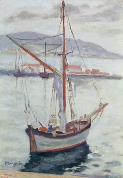 Jachty w Saint Tropez (olej na płótnie) autorstwa Henri Charles Manguin