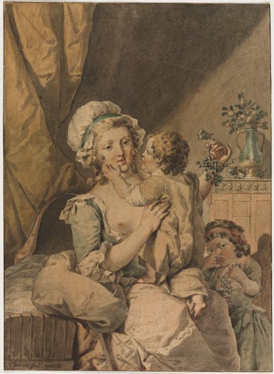 Matka z dwójką dzieci autorstwa Henri Chevaux