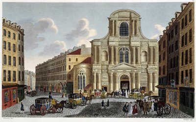 Kościół Saint-Gervais, około 1820 r. - w „”Widokach Paryża”” Courvoisiera autorstwa Henri Courvoisier Voisin