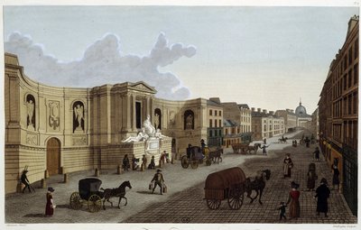 Fontanna przy rue de Grenelle, około 1820 roku w „”Widokach Paryża”” Courvoisiera 1827 autorstwa Henri Courvoisier Voisin