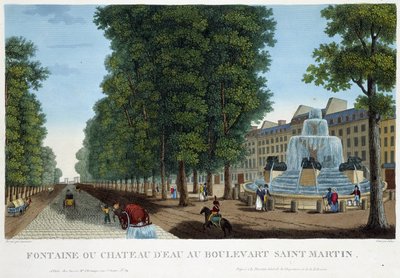 Fontanna lub zamek wodny Bd St Martin - w „”Vues de Paris”” autorstwa Courvoisier autorstwa Henri Courvoisier-Voisin