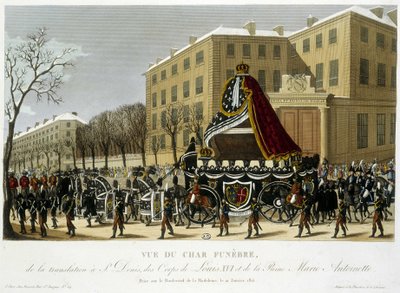 Rydwan pogrzebowy tłumaczenia Ludwika XVI i Marii Antoniny na Saint Denis 21 stycznia autorstwa Henri Courvoisier Voisin