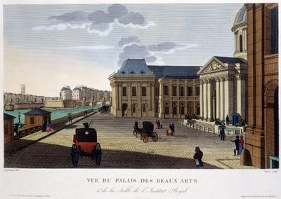 Pałac Sztuk Pięknych i Instytut, ok. 1820 r. - w „Widokach Paryża” Courvoisiera autorstwa Henri Courvoisier Voisin