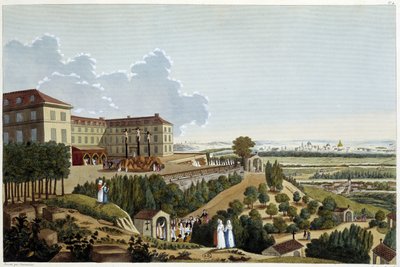 Widok na Kalwarię, podczas święta Ste Croix, w Suresnes – w „Vues de Paris” Courvoisiera autorstwa Henri Courvoisier Voisin