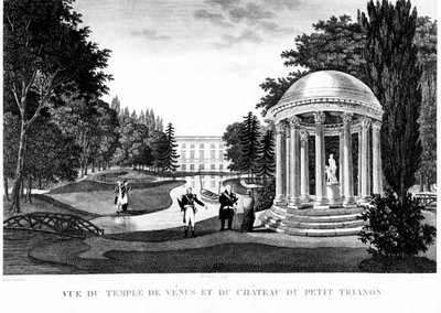 Widok na świątynię Wenus i zamek Trianon Peer w Wersalu - rysunek Courvoisiera autorstwa Henri Courvoisier-Voisin