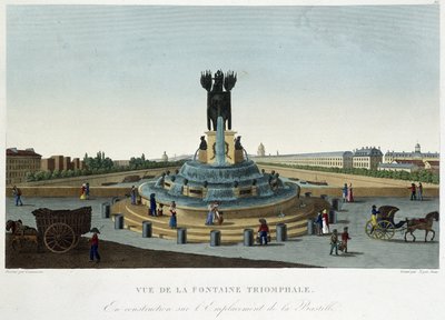 Widok Fontanny Triumfalnej w Bastylii - w „Widokach Paryża” Courvoisiera autorstwa Henri Courvoisier-Voisin