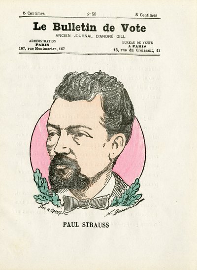 Karta do głosowania 2. seria, Satyryka w kolorach: Strauss Paul - ilustracja Henri Demare (1846-1888) autorstwa Henri Demare