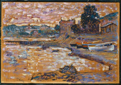 Wyrzucone na brzeg łodzie w Lavandou, 1908-09 autorstwa Henri Edmond Cross