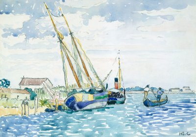 Łodzie na scenie morskiej w pobliżu Wenecji, 1903. autorstwa Henri Edmond Cross
