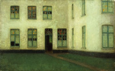 Narożnik Domów Beginek; kącik Beginażu autorstwa Henri Eugene Augustin Le Sidaner