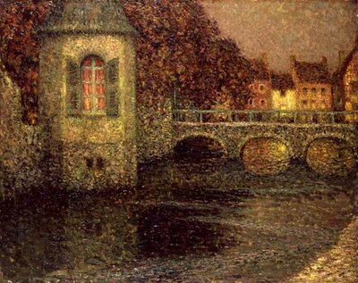 Noc w Normandii (olej na płótnie) autorstwa Henri Eugene Augustin Le Sidaner