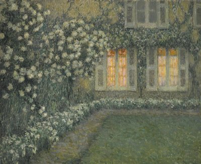Postimpresjonizm: Le jardin blanc au crepuscule (Biały ogród o zmierzchu) Le Sidaner, Henri (1862-1939) autorstwa Henri Eugene Augustin Le Sidaner