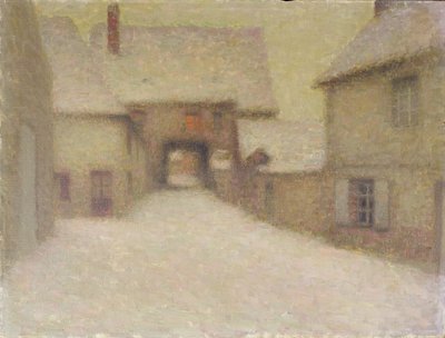 Śnieg, Stara Wieś, Gerberoy, 1902 autorstwa Henri Eugene Augustin Le Sidaner
