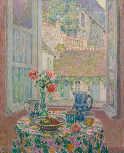 Stół z widokiem na dziedziniec - Obraz Henri Le Sidaner (1862-1939) autorstwa Henri Eugene Augustin Le Sidaner