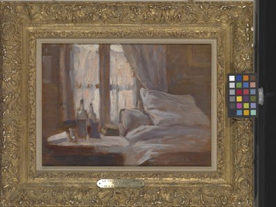 Sypialnia (olej na drewnie) autorstwa Henri Eugene Augustin Le Sidaner