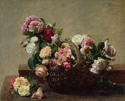 Kosz róż autorstwa Ignace Henri Jean Fantin Latour