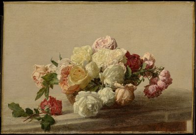 Misa róż na marmurowym stole autorstwa Henri Fantin-Latour