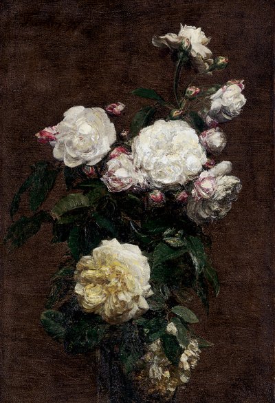 Białe róże. Obraz autorstwa Henri Fantin-Latour (Fantin Latour autorstwa Henri Fantin-Latour