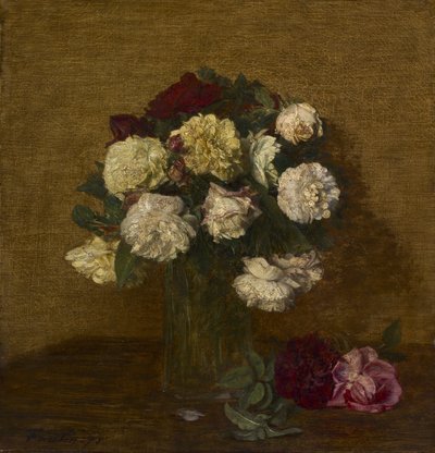 Róże w wazonie autorstwa Henri Fantin-Latour