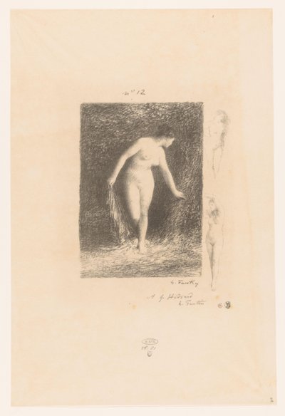 Diana ontkleedt zich om te baden Diana Gedichten van André Chénier (tytuł serii) Ilustracje do wierszy André Chéniera (tytuł serii) autorstwa Ignace Henri Jean Fantin Latour
