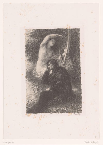 Lélio słucha dźwięków harfy lilia. La harpe éolienne Życie i twórczość Hectora Berlioza (tytuł serii) autorstwa Ignace Henri Jean Fantin Latour