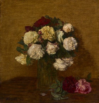 Róże w wazonie autorstwa Ignace Henri Jean Fantin-Latour