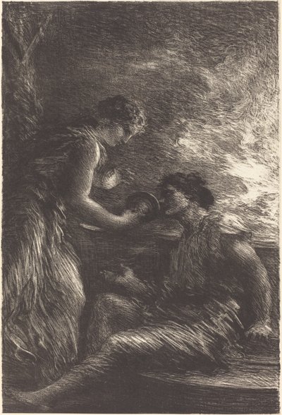Sieglinde i Siegmund z aktu I „Walkirii” autorstwa Ignace Henri Jean Fantin Latour