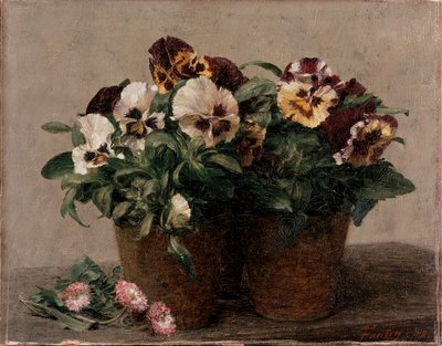 Martwa natura: Bratki i stokrotki, 1880 autorstwa Ignace Henri Jean Fantin Latour