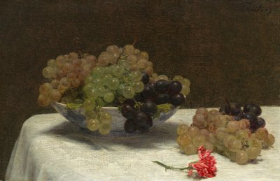 Martwa natura z winogronami i goździkiem autorstwa Ignace Henri Jean Fantin-Latour