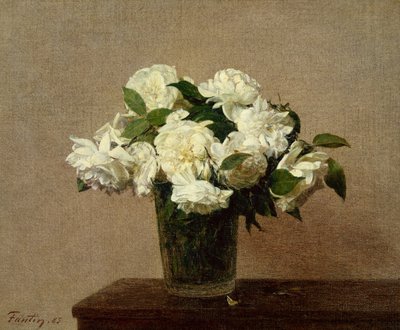 Martwa natura z białymi różami autorstwa Ignace Henri Jean Fantin Latour