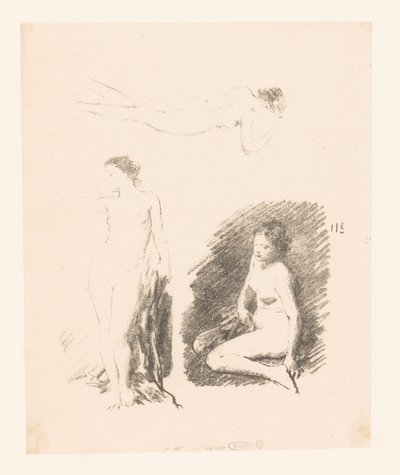 Arkusz do nauki z trzema nagimi kobietami autorstwa Ignace Henri Jean Fantin Latour