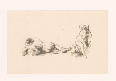 Arkusz do nauki z dwiema nagimi kobietami autorstwa Ignace Henri Jean Fantin Latour