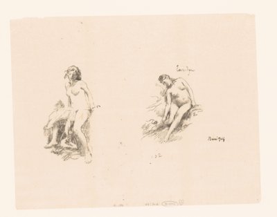 Arkusz do nauki z dwiema nagimi kobietami autorstwa Ignace Henri Jean Fantin Latour