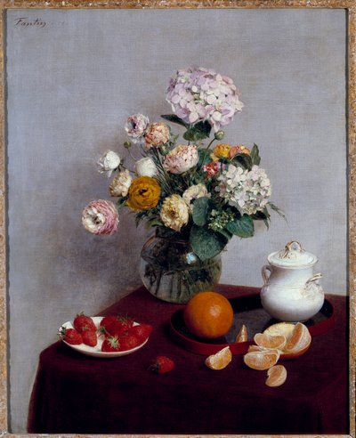 Letnie kwiaty i owoce Malarstwo Henri Fantina Latour (Fantin-Latour autorstwa Ignace Henri Jean Fantin Latour