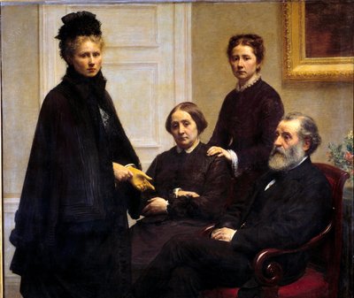 Rodzina Dubourgów państwo Dubourg i ich córki: Victoria, żona artysty i Charlotte reprezentowani w żałobie. Obraz Henri Fantina Latoura (Fantin-Latour autorstwa Ignace Henri Jean Fantin Latour