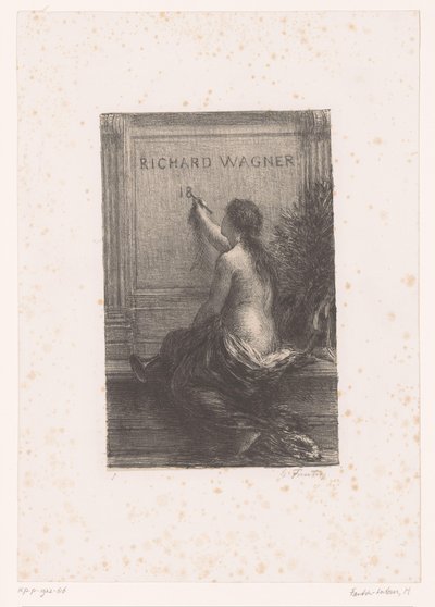 Druk tytułowy dla: Richard Wagner, sa vie et ses œuvres Richard Wagner (tytuł na obiekcie) Nieśmiertelność Życie i twórczość Richarda Wagnera (tytuł serii) autorstwa Ignace Henri Jean Fantin Latour